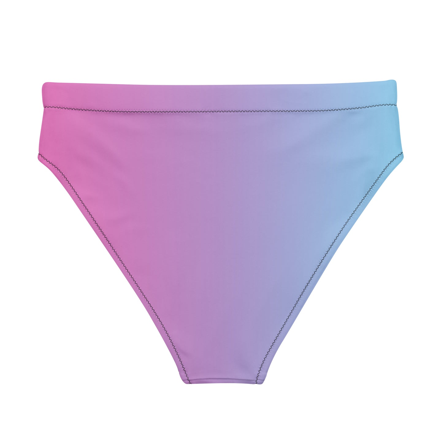 Back of bikini bottom with color scheme that fades from pink to blue.