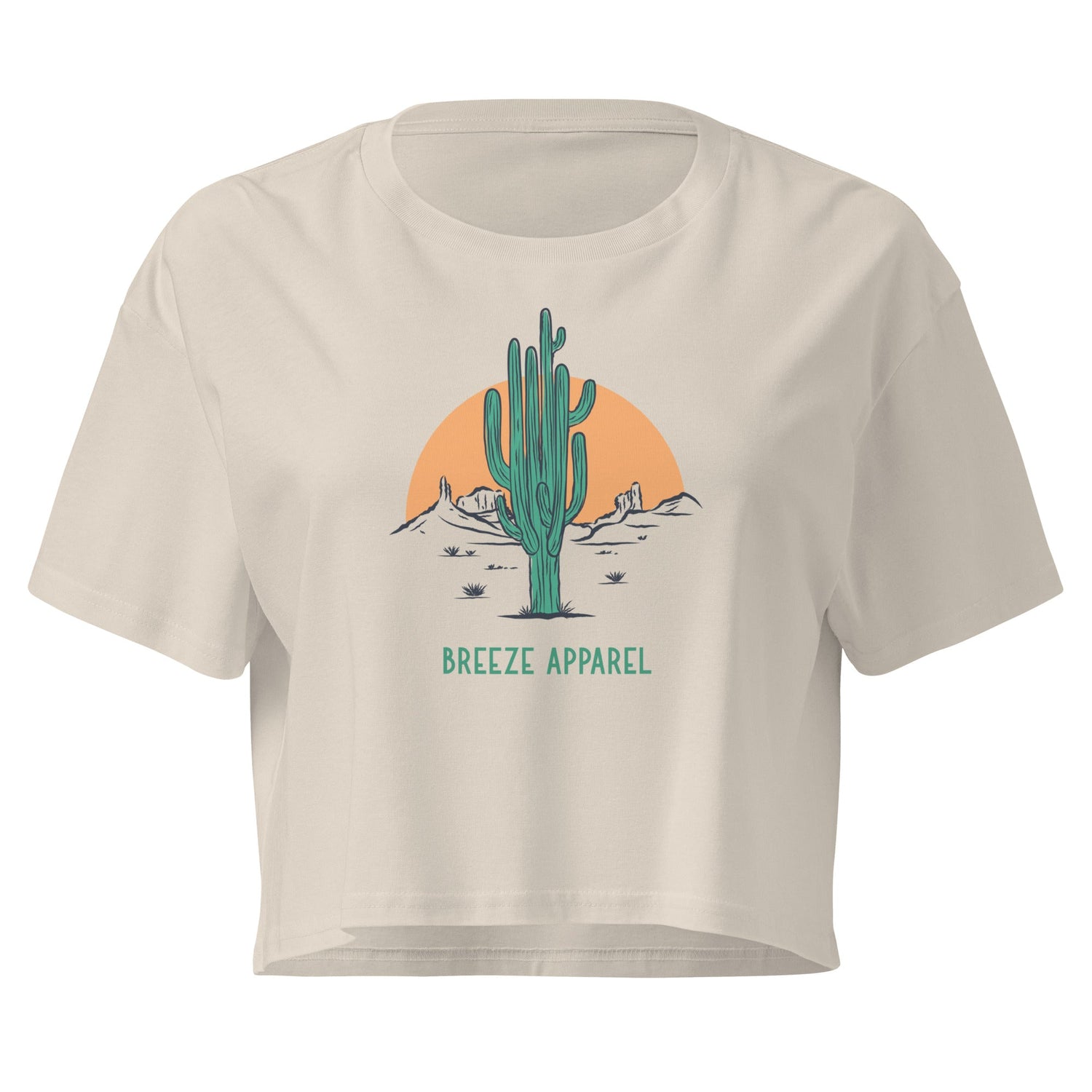 Cream crop top with cactus graphic.