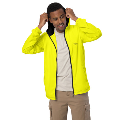 Man wearing yellow jacket.