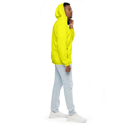 Man wearing yellow jacket.