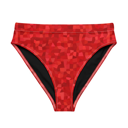 Bikini bottom with red geometric pattern.