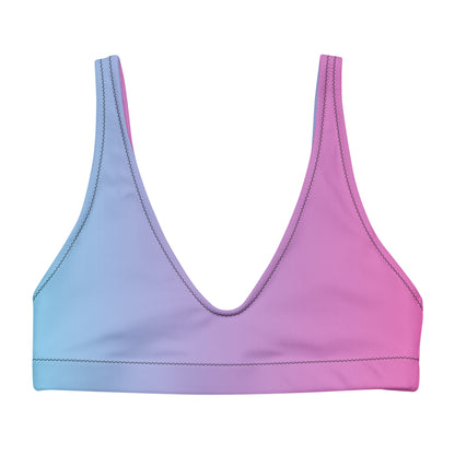 Bikini top with blue-to-pink color scheme.