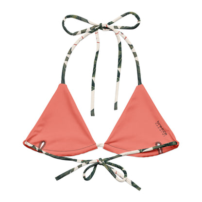Pink interior of bikini top.