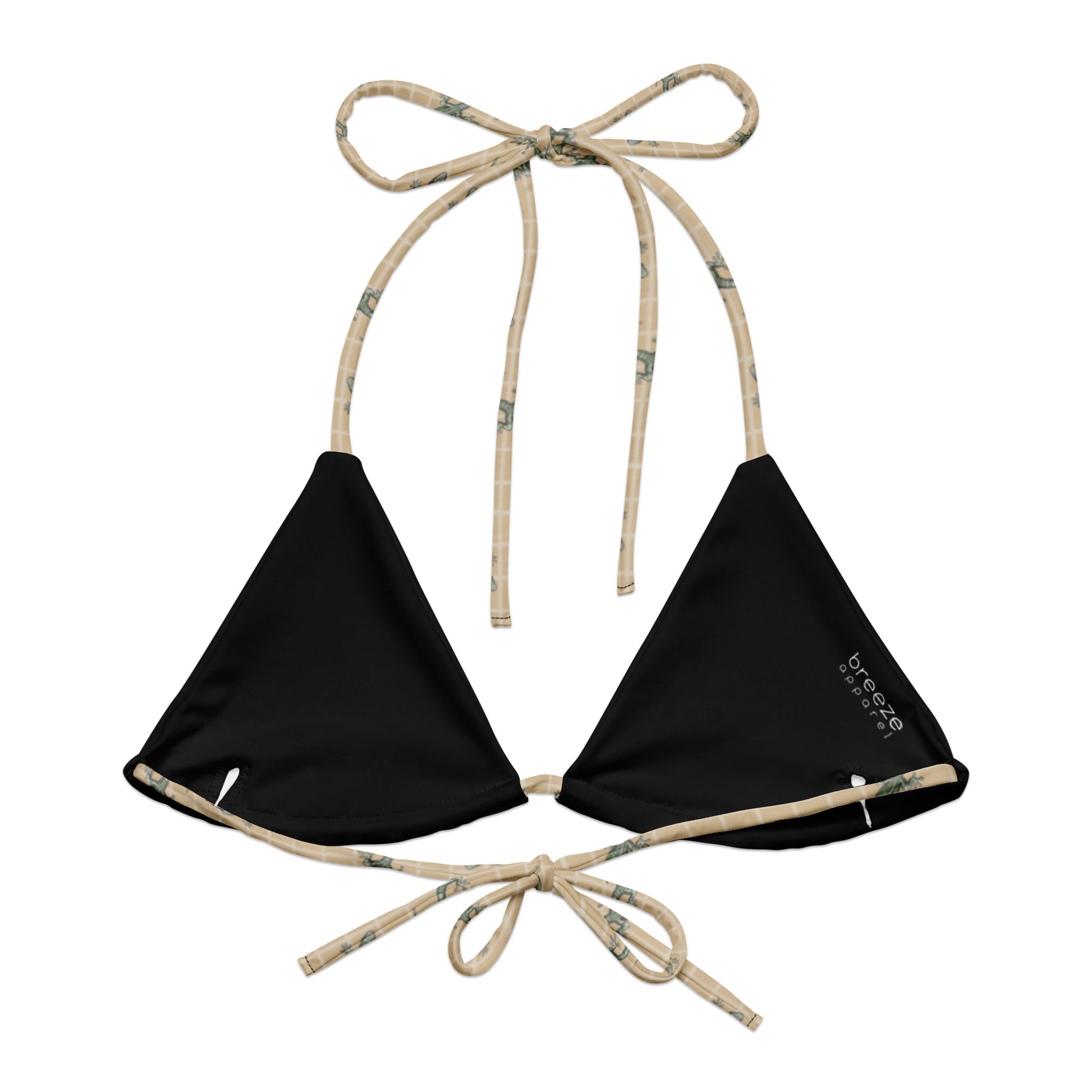 Black interior of bikini top.