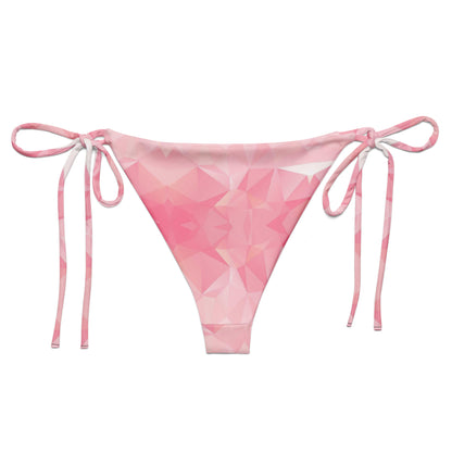 Back of bikini bottom with pink geometric pattern.