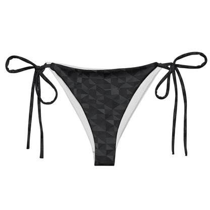 Bikini bottom with dark-gray geometric pattern.