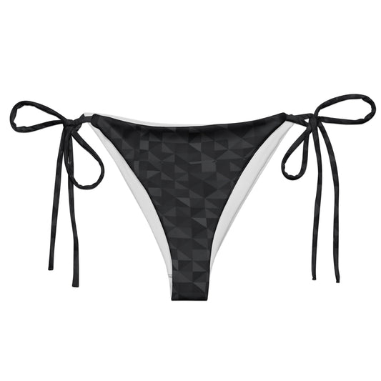 Bikini bottom with dark-gray geometric pattern.