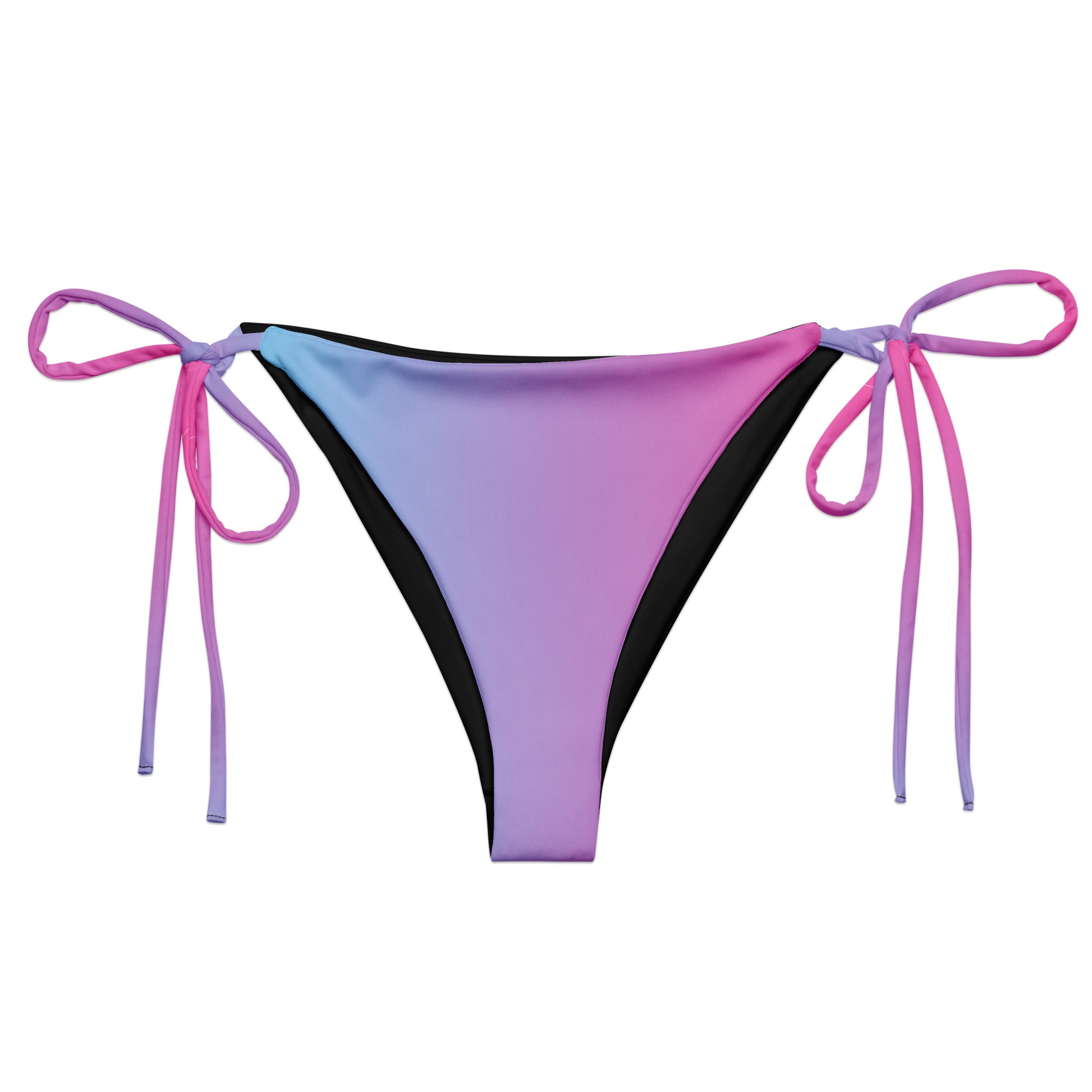 Bikini bottom with color scheme that fades from light blue to pink.