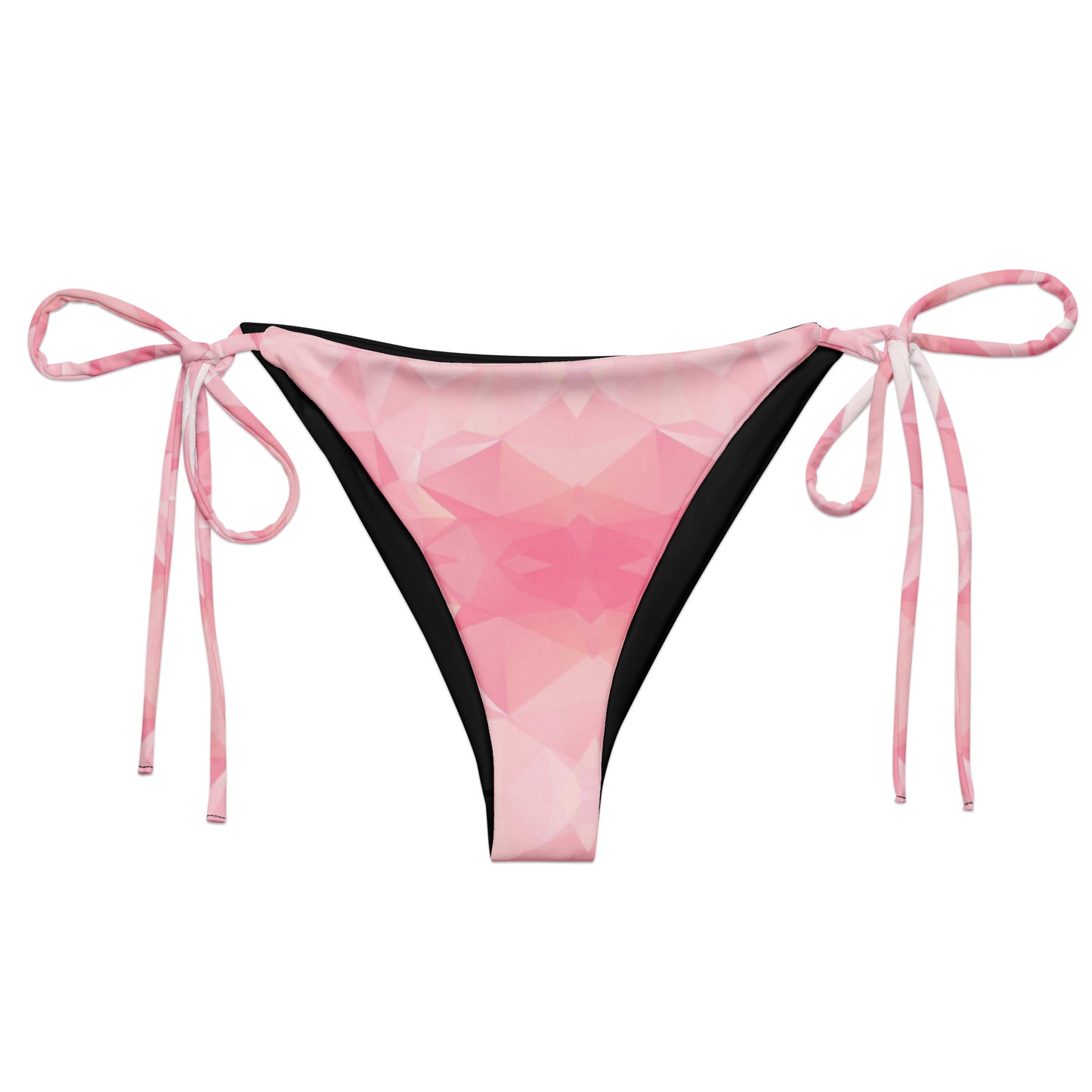 Bikini bottom with pink geometric pattern.