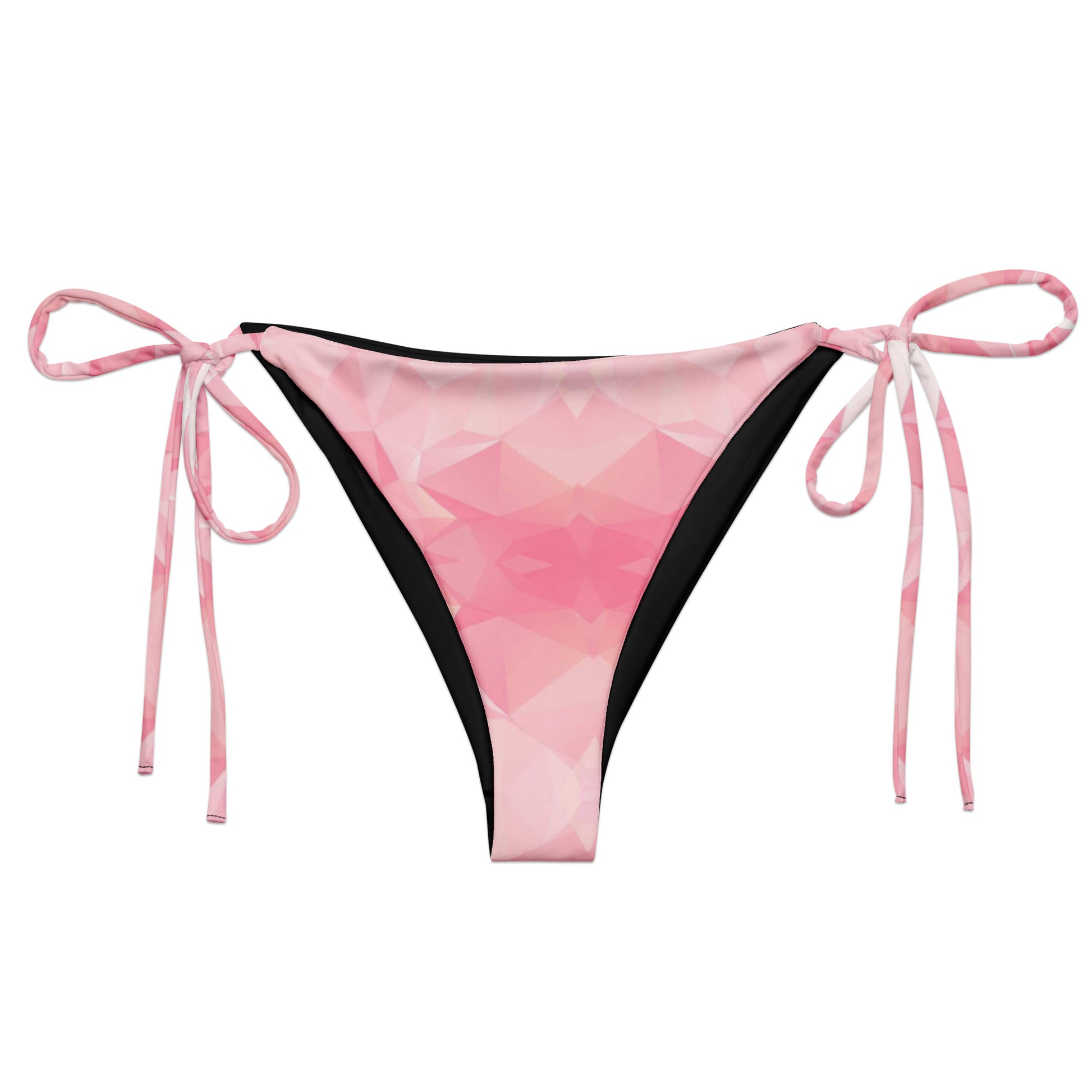 Bikini bottom with pink geometric pattern.