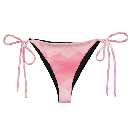 Bikini bottom with pink geometric pattern.