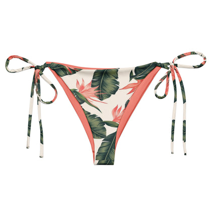 Bikini bottom with tropical floral pattern.