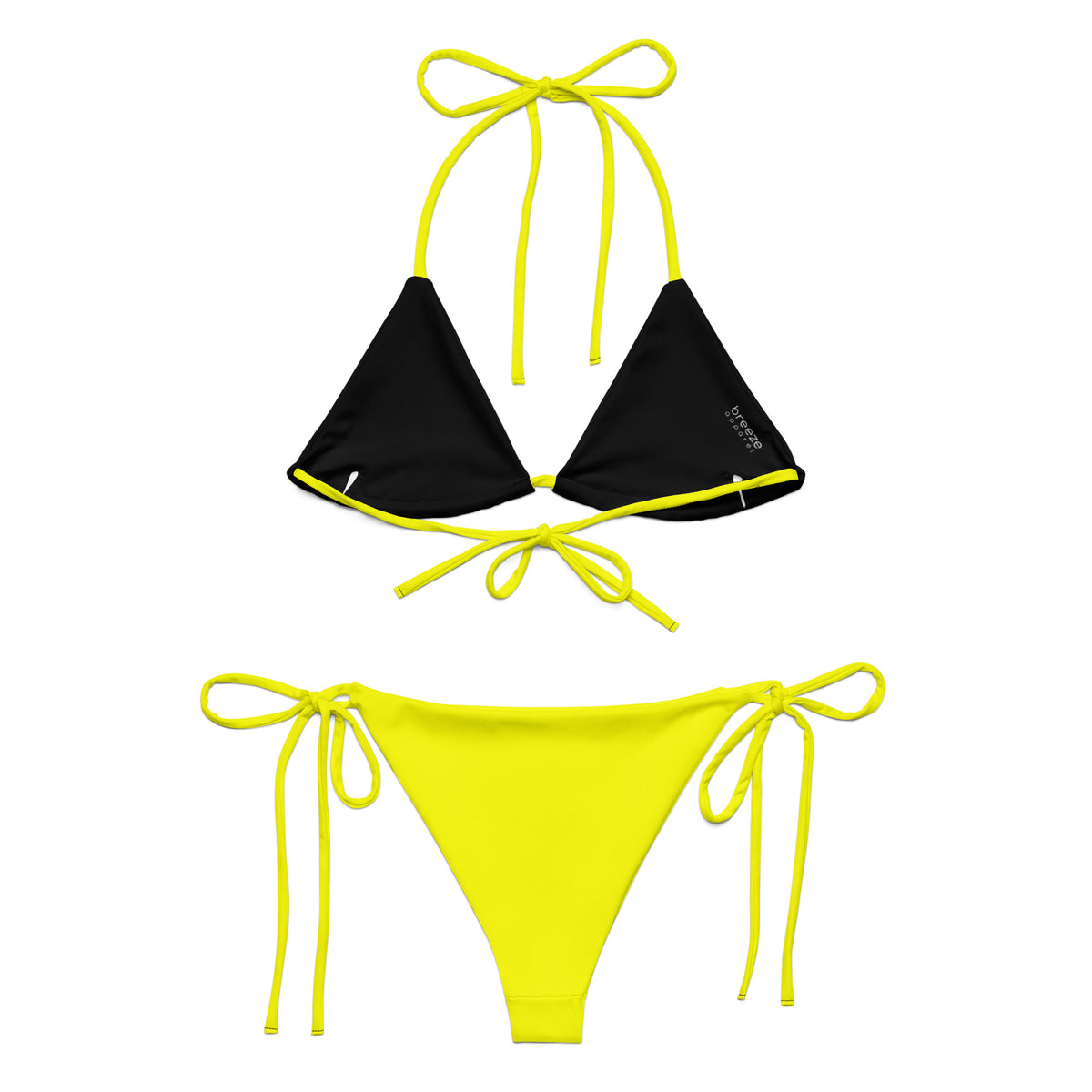 Back of yellow bikini. Interior is black.