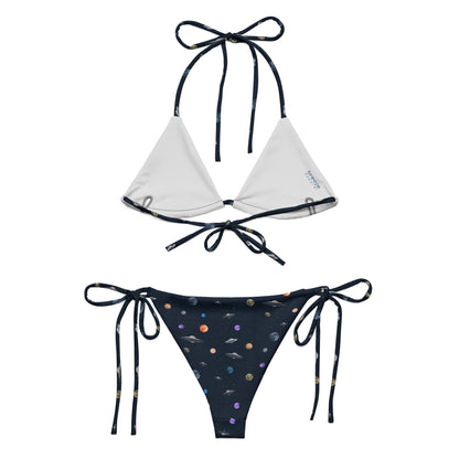 Bikini with pattern of UFOs and planets in space.