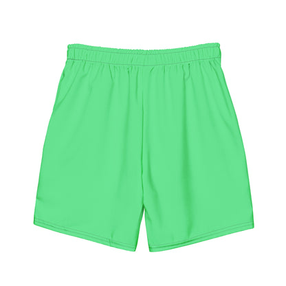 Back of mint-green swim trunks.