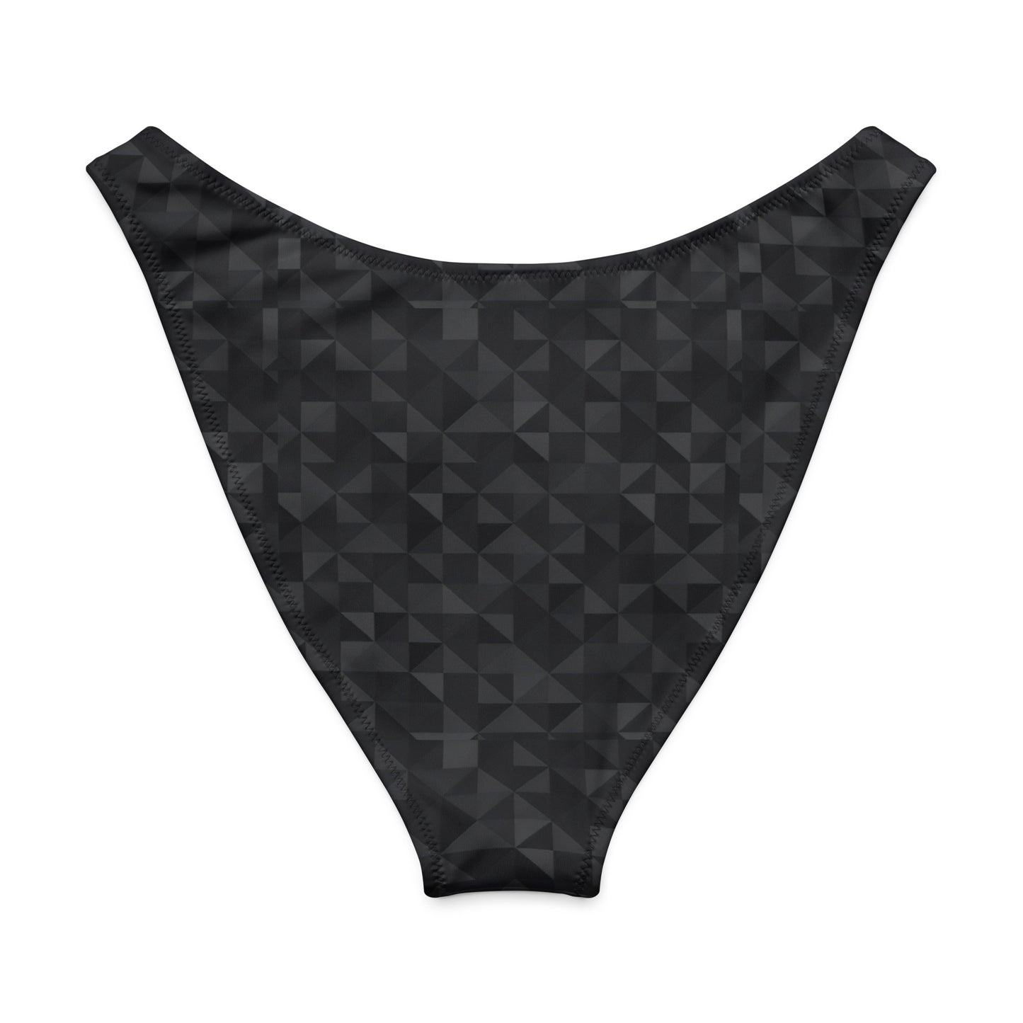 Back of bikini bottom with dark-gray mosaic pattern.