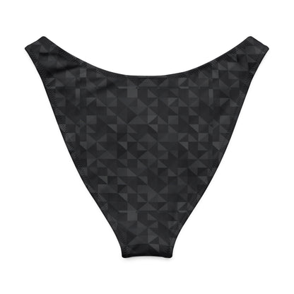 Back of bikini bottom with dark-gray mosaic pattern.