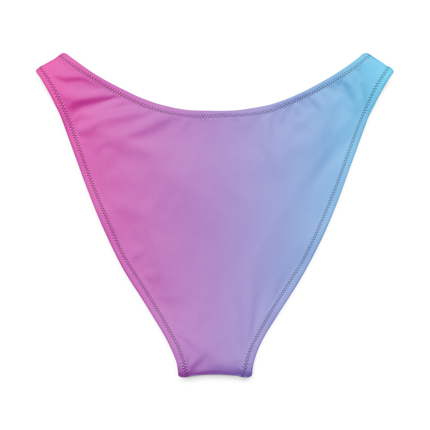 Back of bikini bottom with a pink-to-blue color pattern.