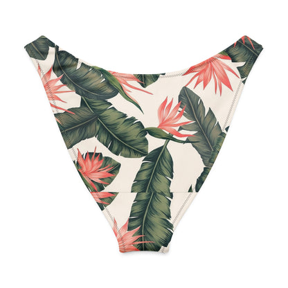 Bikini bottom with tropical floral pattern.