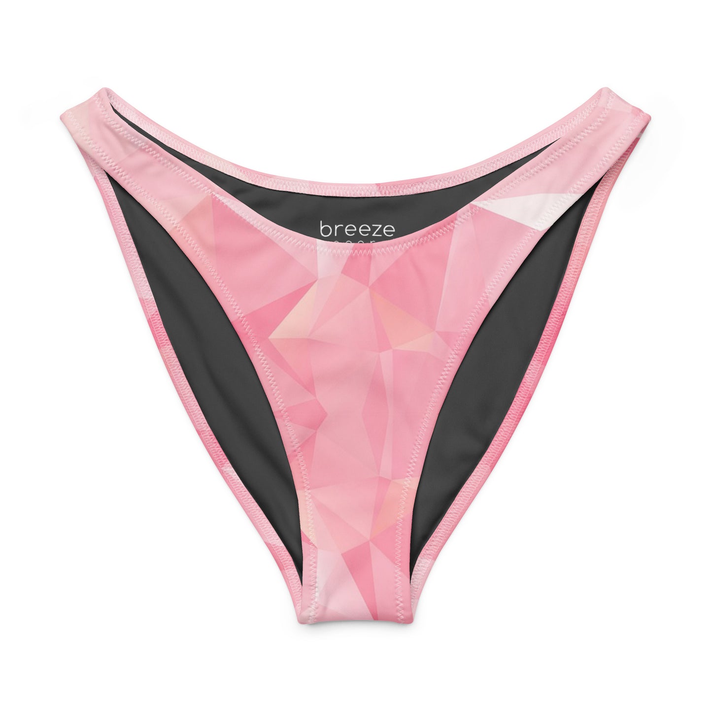 Bikini bottom with pink geometric pattern.