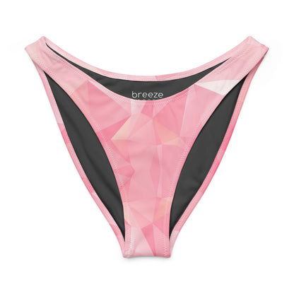 Bikini bottom with pink geometric pattern.