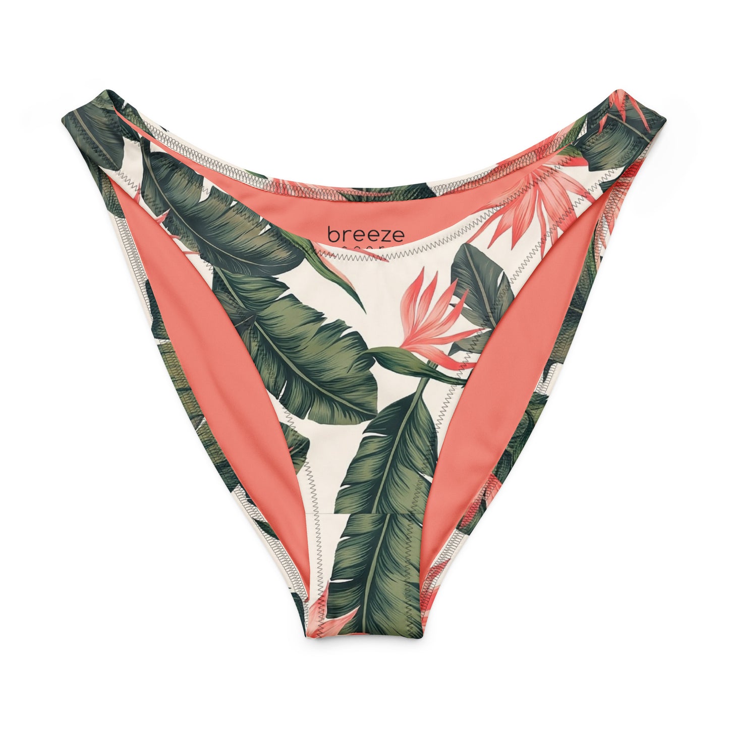 Bikini bottom with tropical floral pattern.