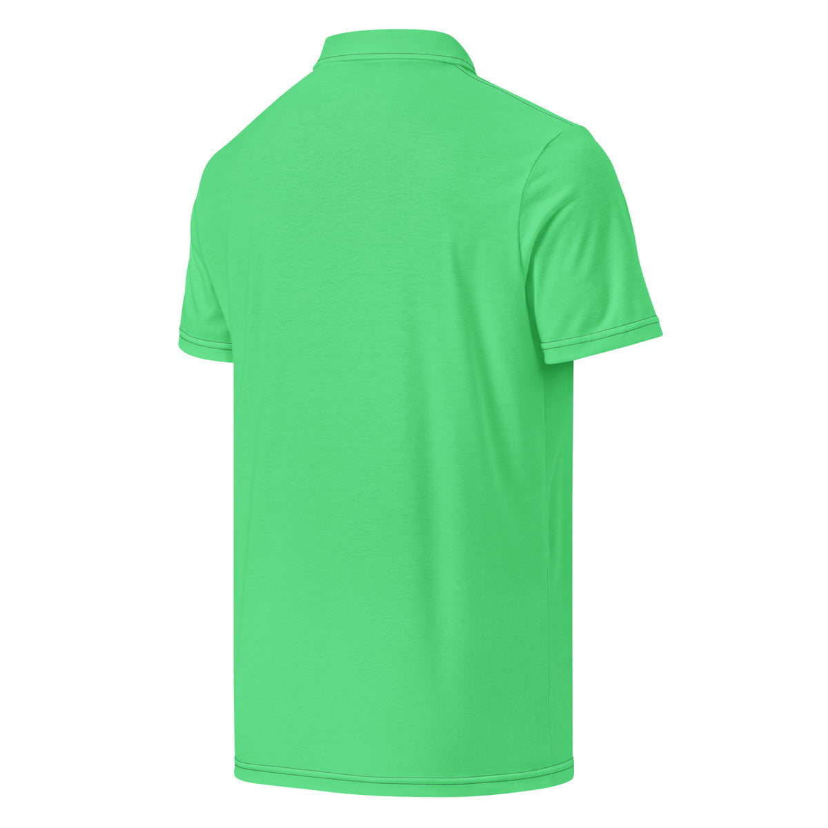Back of green polo shirt