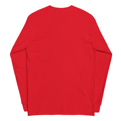 Plain back of red long-sleeved shirt