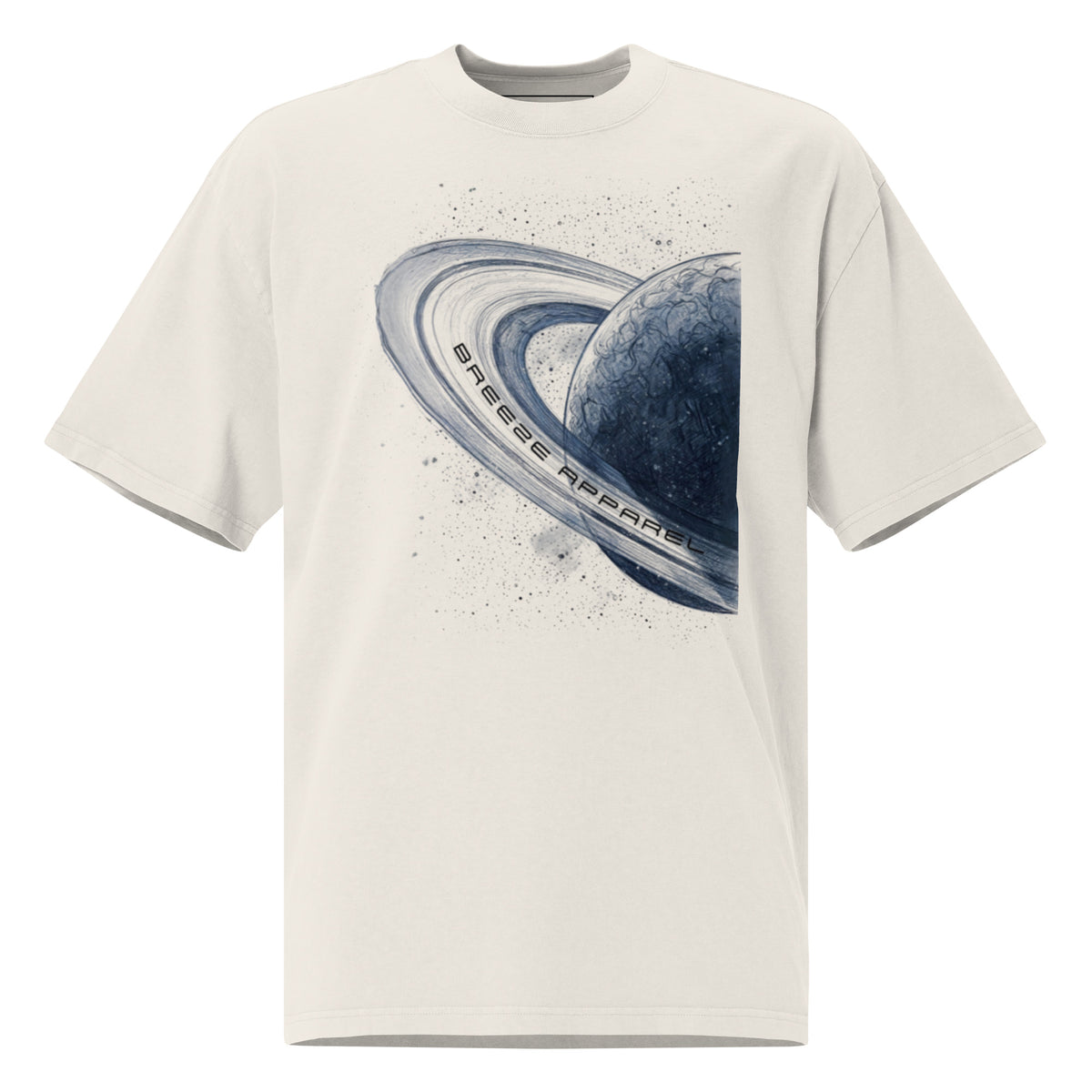White t-shirt with graphic of blue planet.