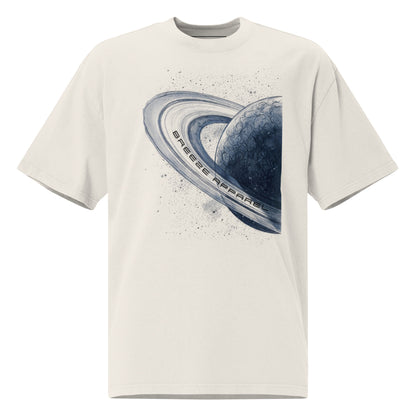 White t-shirt with graphic of blue planet.