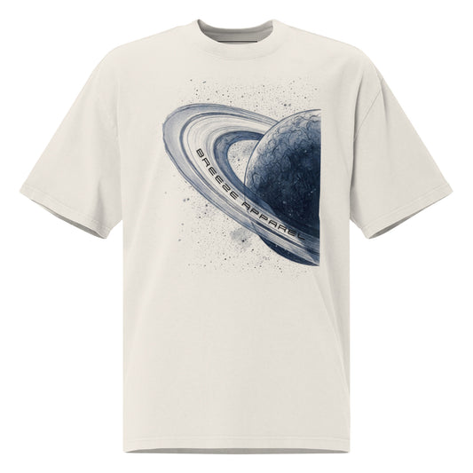 White t-shirt with graphic of blue planet.
