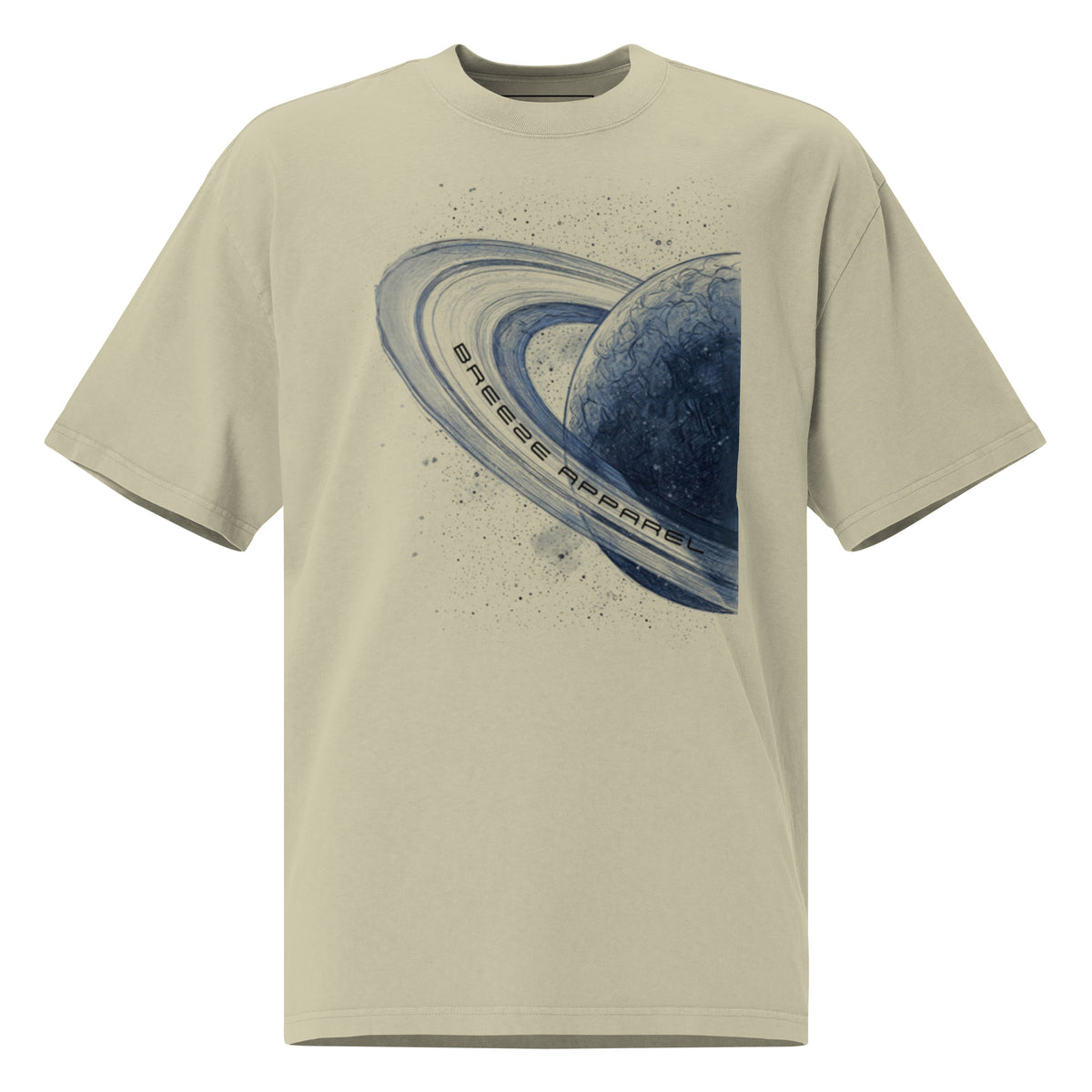 Green t-shirt with graphic of blue planet.