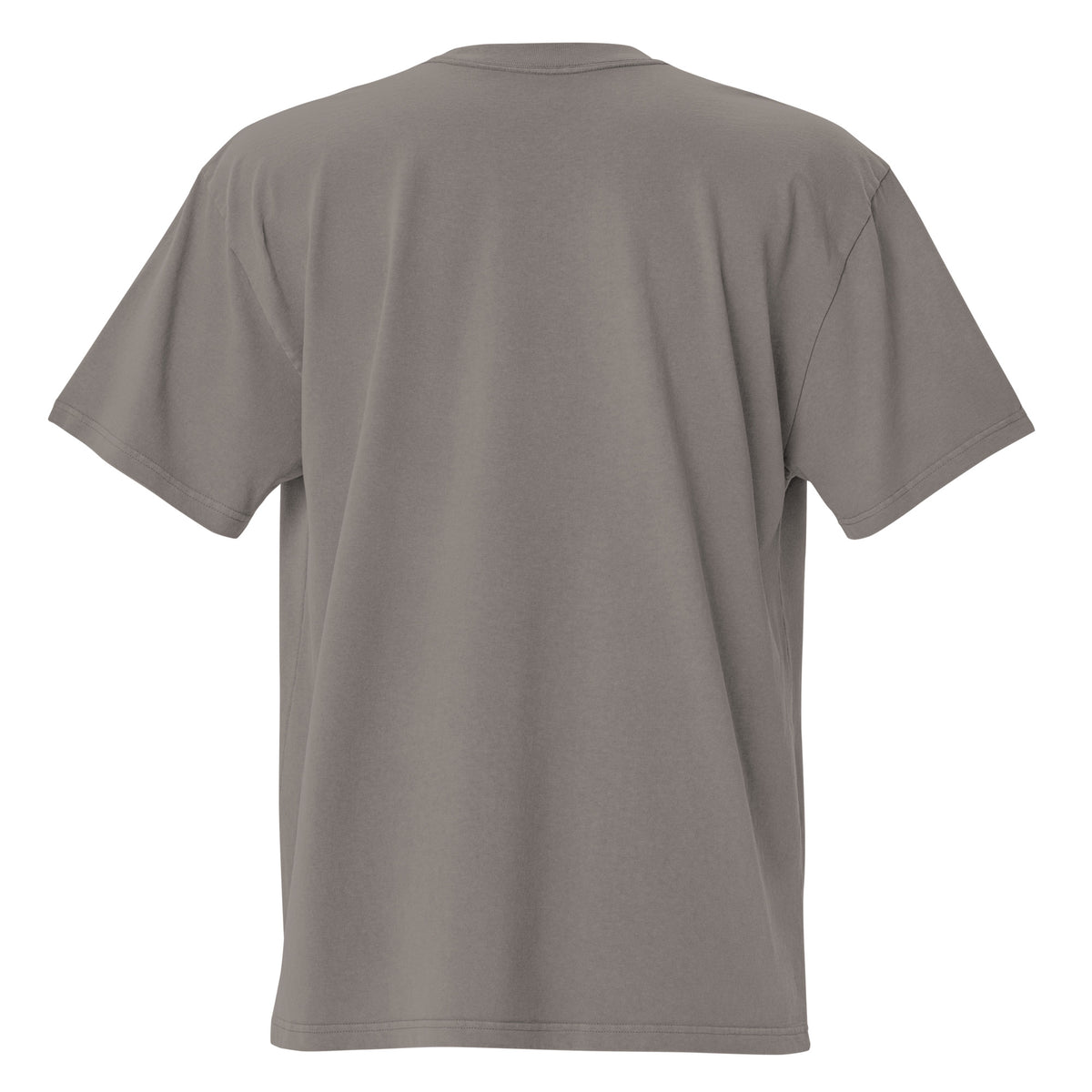 Plain back of gray t-shirt.