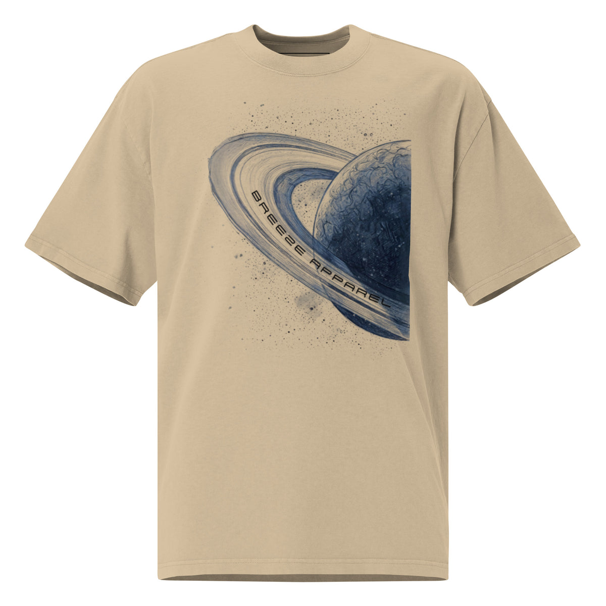 Brown t-shirt with graphic of blue planet.