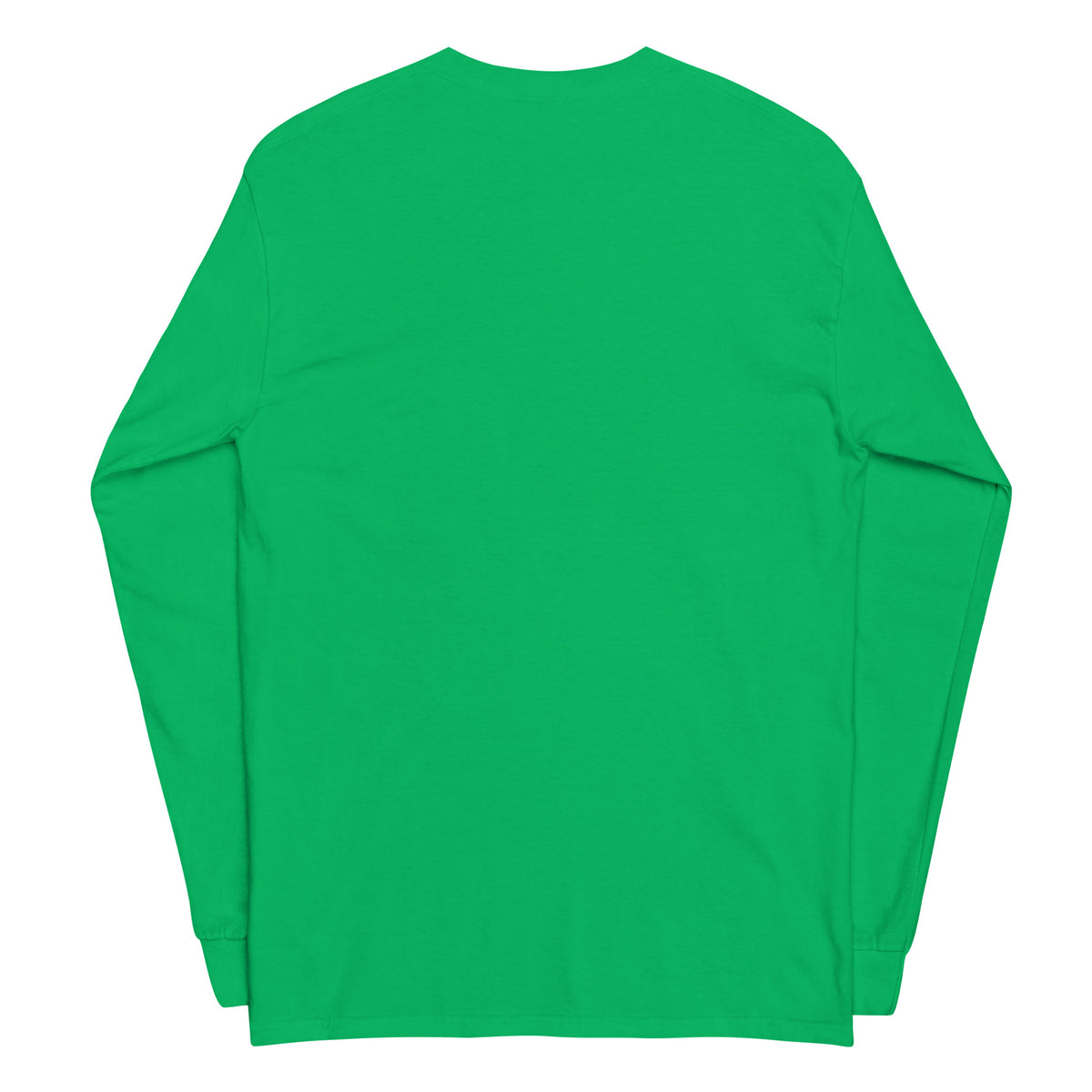 Plain back of green long-sleeved shirt.