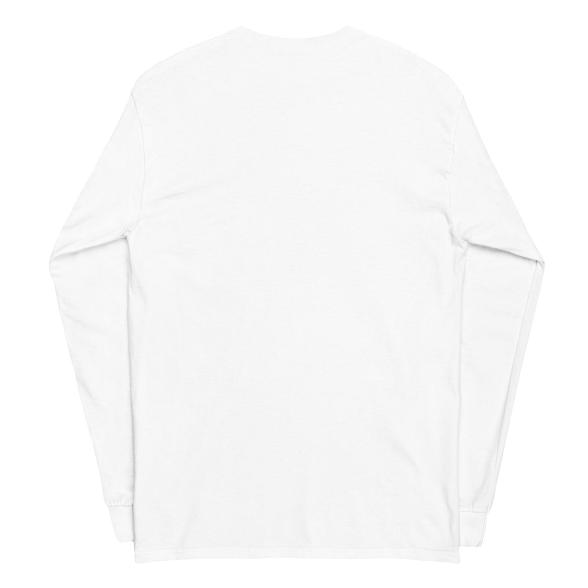 Plain back of white long-sleeved shirt.