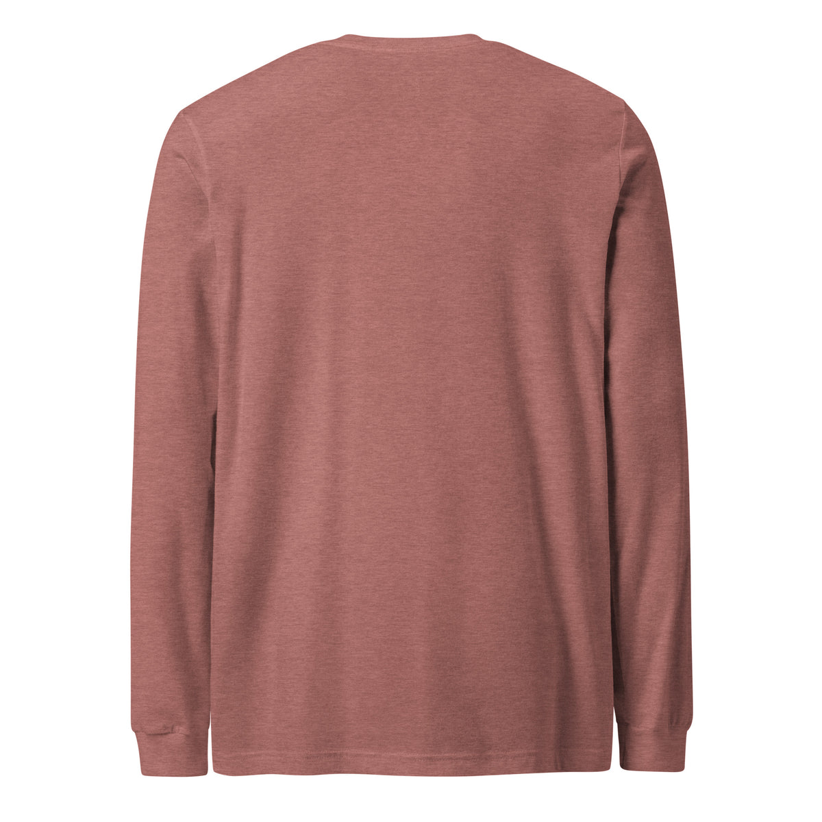 Plain back of heather-mauve long-sleeved shirt
