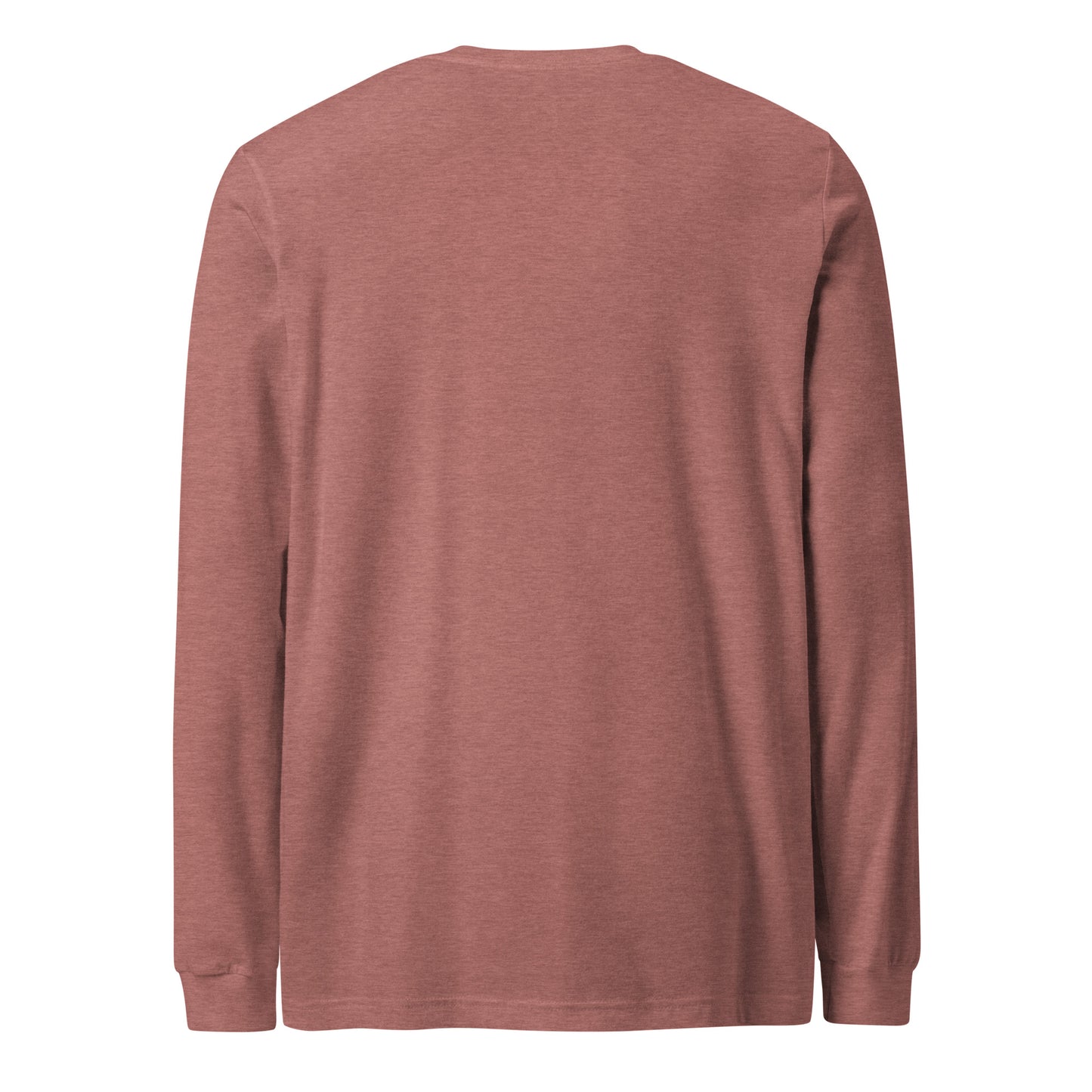 Plain back of mauve long-sleeved shirt.