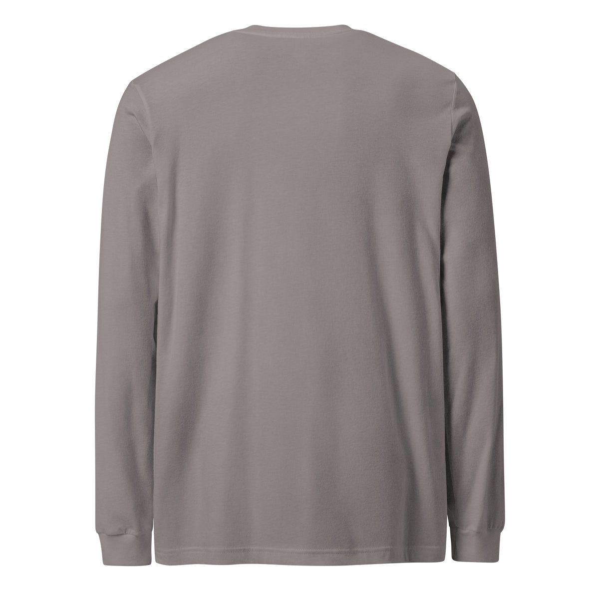 Plain back of storm-gray long-sleeved shirt