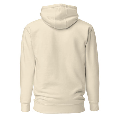 Plain back of beige hoodie.