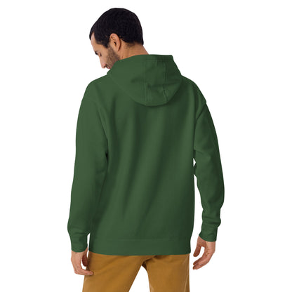 Plain back of green hoodie.