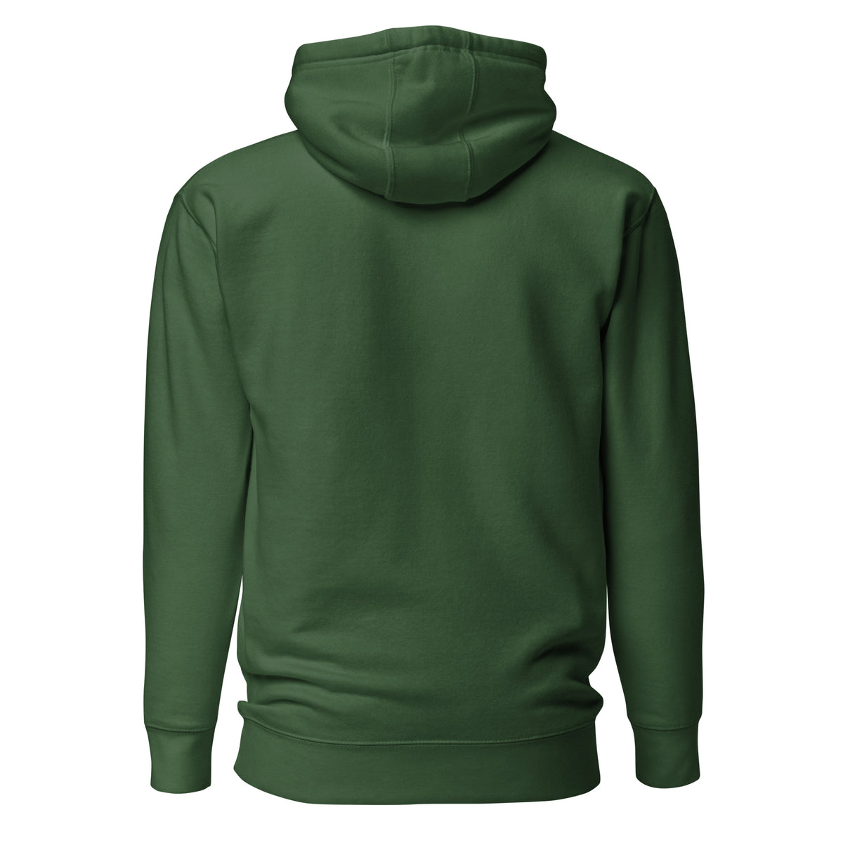 Plain back of green hoodie.
