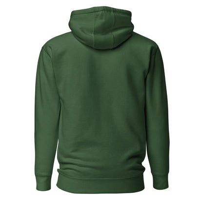 Plain back of green hoodie.