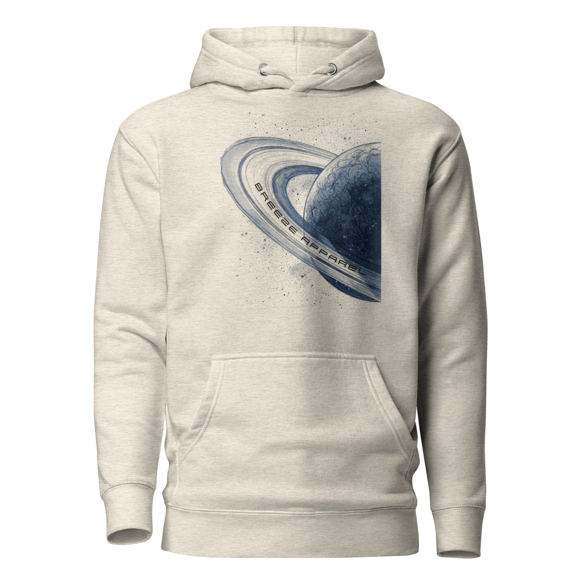 Gray hoodie with graphic of blue planet.