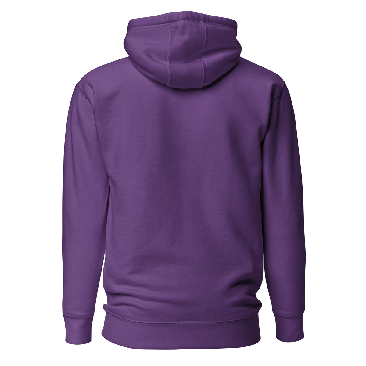 Plain back of purple hoodie.