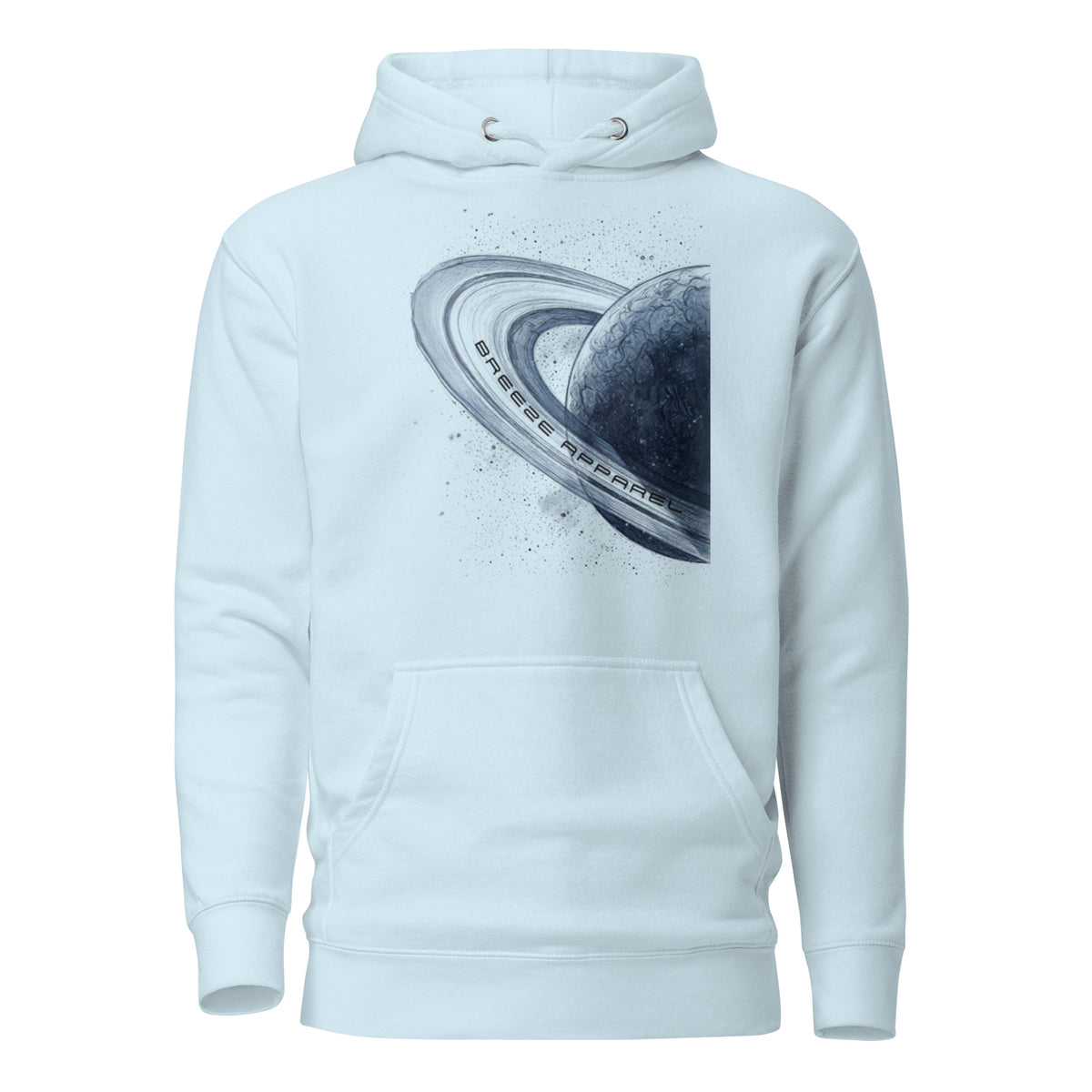 Blue hoodie with graphic of blue planet.