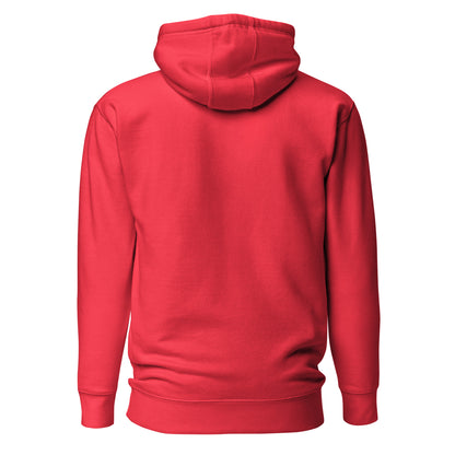 Plain back of red hoodie.