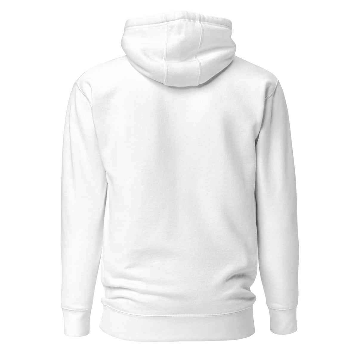 Plain back of white hoodie.