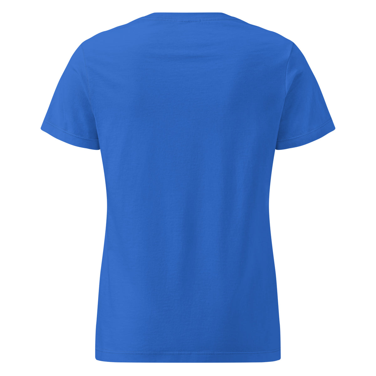 Plain back of blue t-shirt.