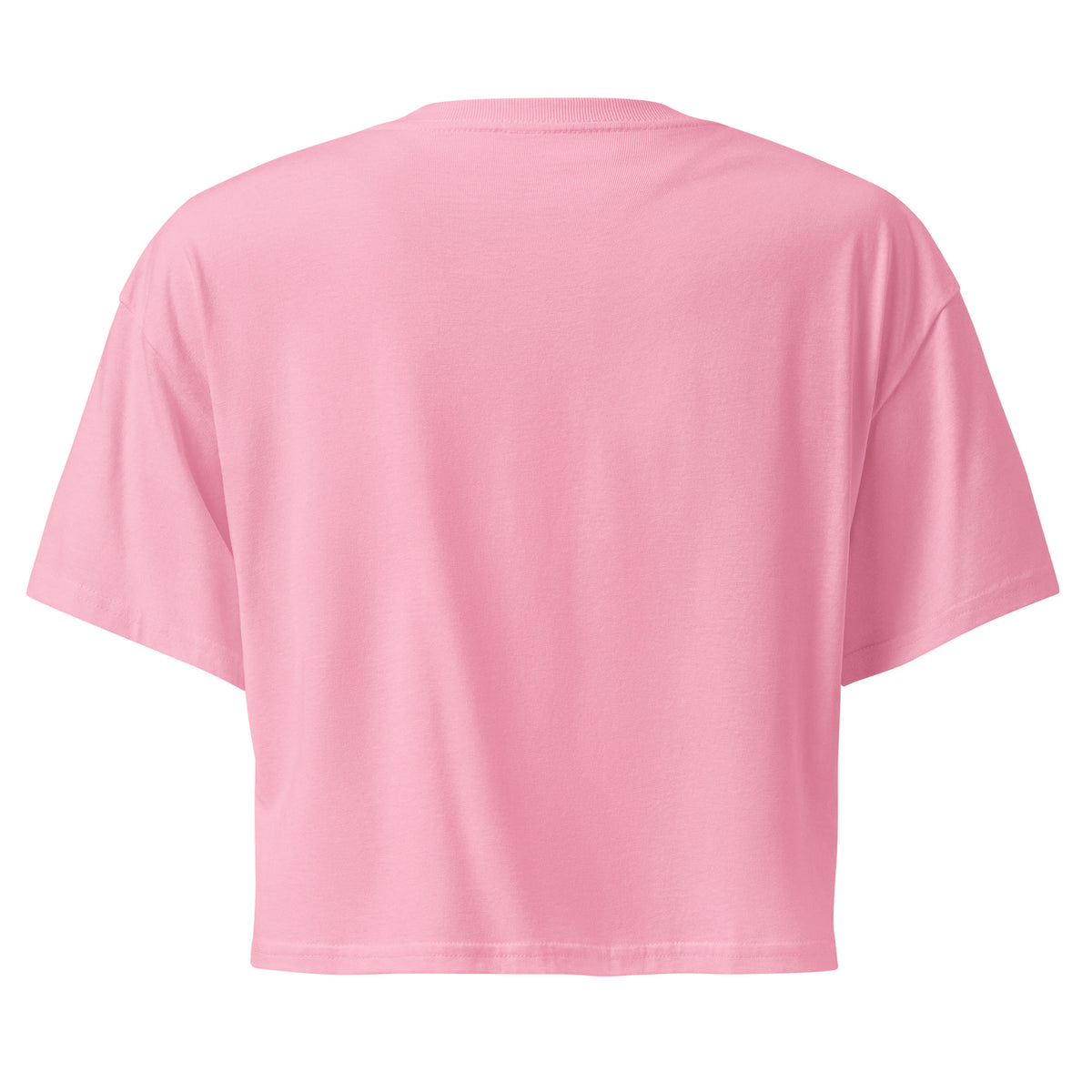 Plain back of pink crop top.